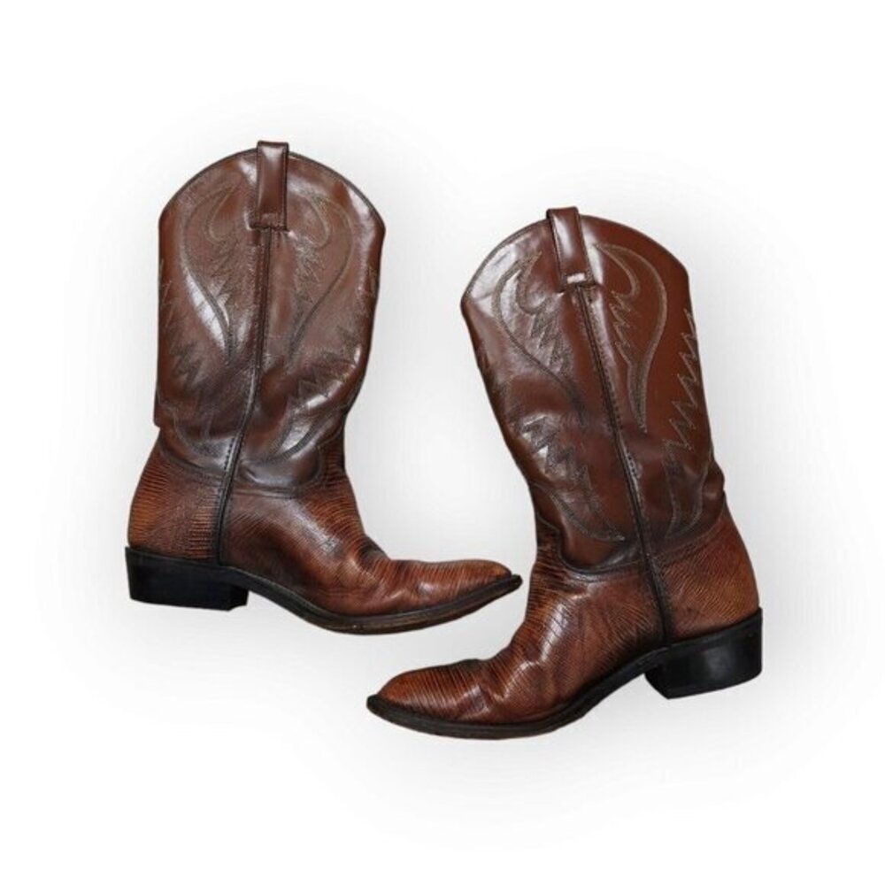 Vintage Sedona Cowboy Western Boots Teju Lizard Iguana Skin‎ Mens 9.5M